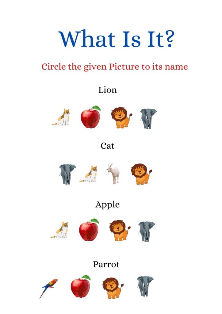 english worksheet for nursery