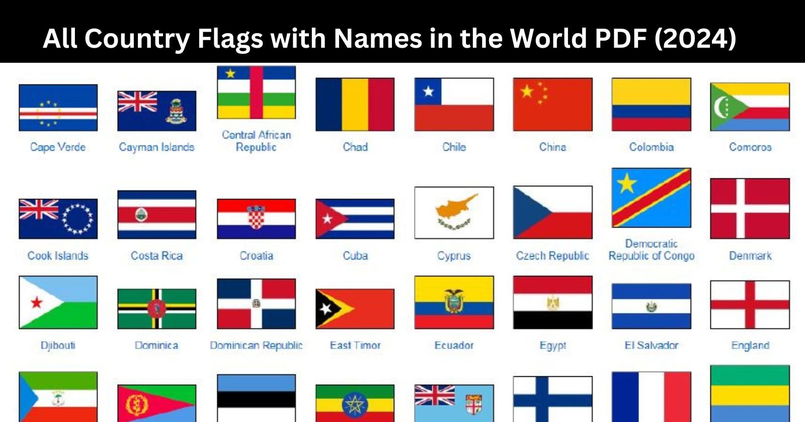 All Country Flags With Names In The World PDF 2024 